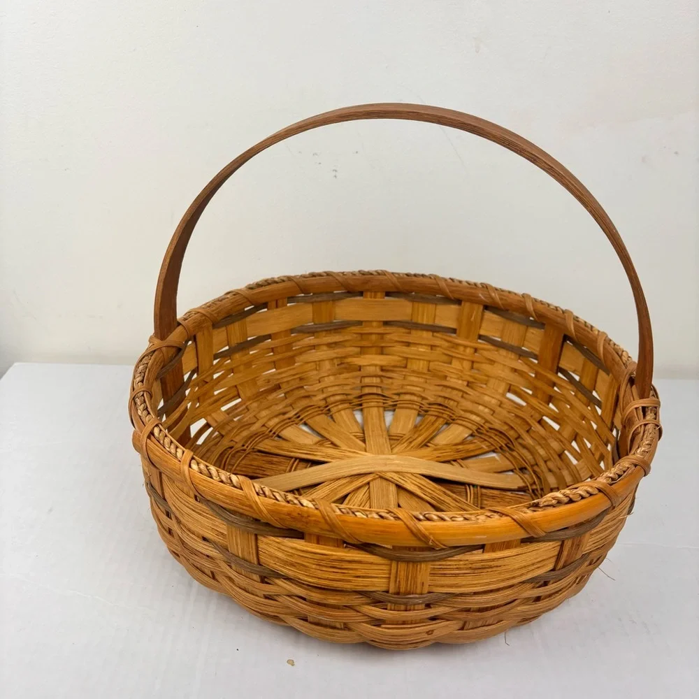 Handwoven Signed round handled basket-Easter/garden/storage-2000